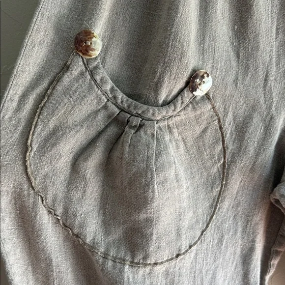 Hearts Desire by Mary Tan/grey Linen Pants with Ruffle Hem. Size medium - Picture 5 of 7